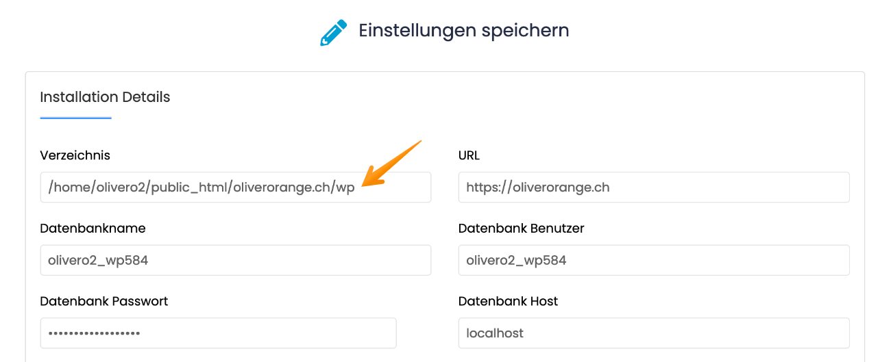 «Installationsdetails bearbeiten»