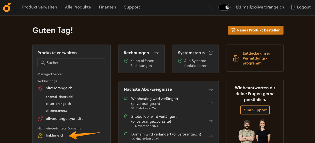 Der «Produktwechsler» im my.cyon