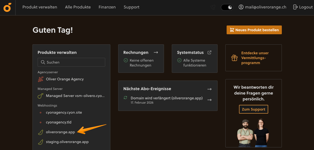 Der «Produktwechsler» im my.cyon