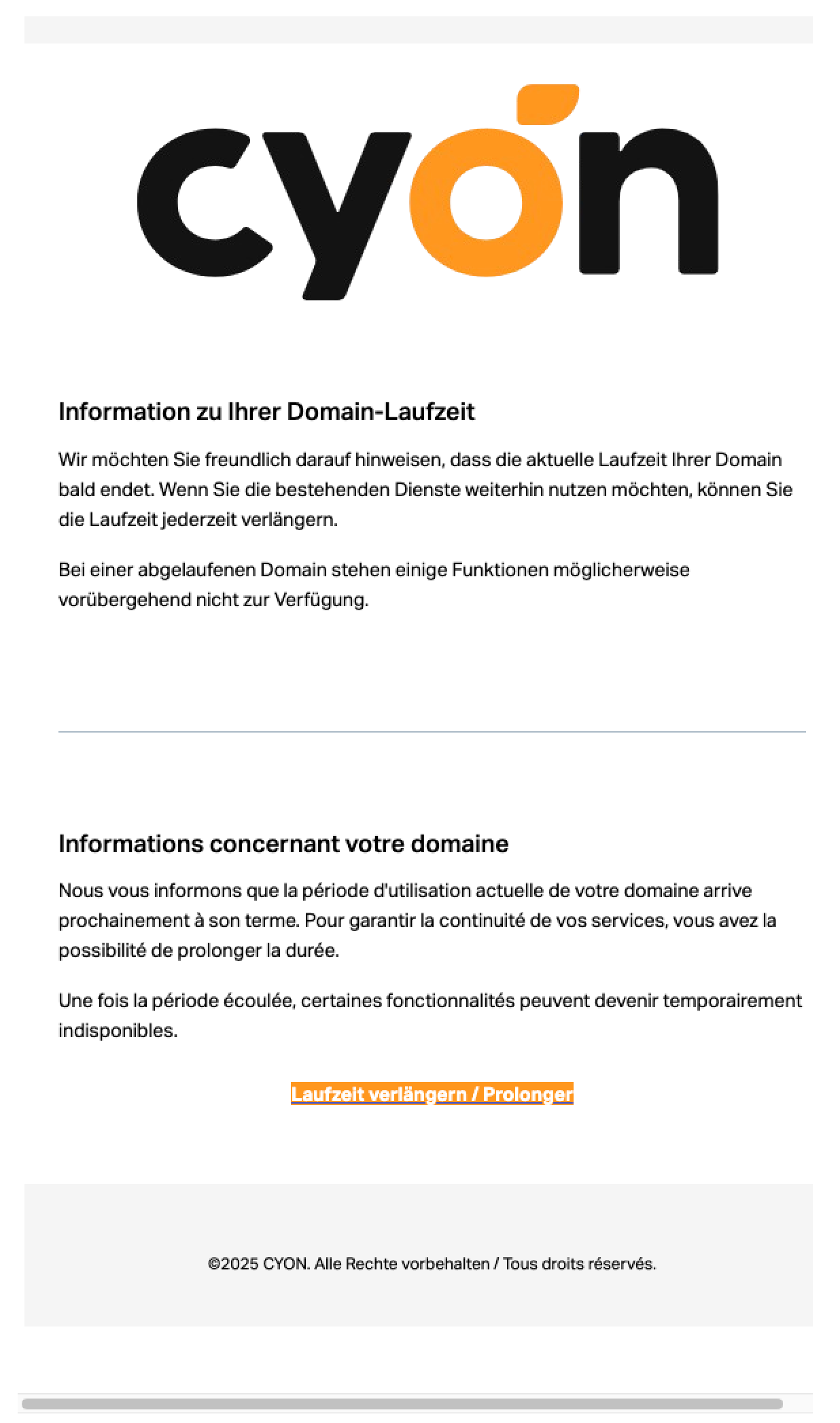 Beispiel der oben beschriebenen Phishing-E-Mail